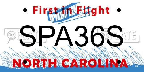 SPA36S North Carolina License Plate