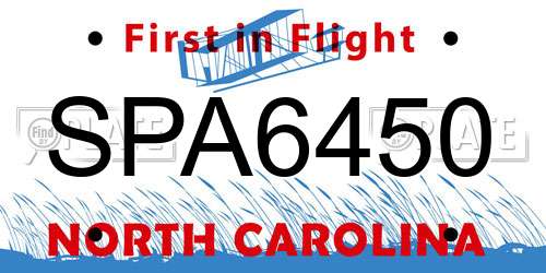 SPA6450 North Carolina License Plate