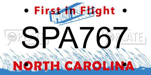 SPA767 North Carolina License Plate