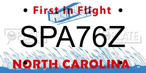 SPA76Z North Carolina License Plate