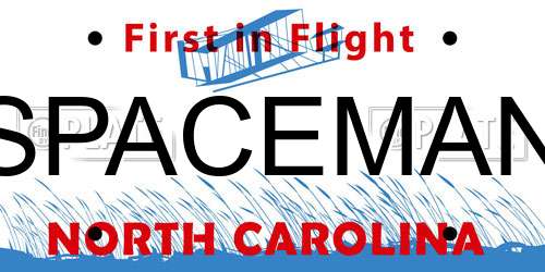 SPACEMAN North Carolina License Plate