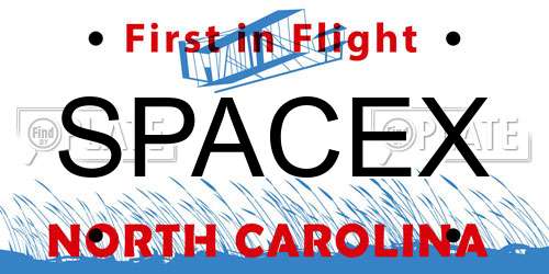 SPACEX North Carolina License Plate