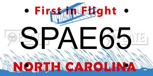 SPAE65 North Carolina License Plate