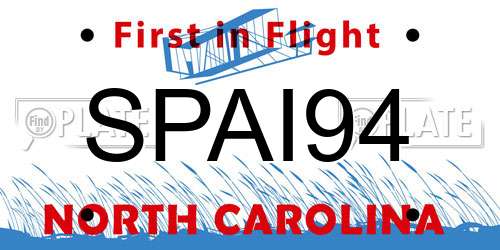 SPAI94 North Carolina License Plate