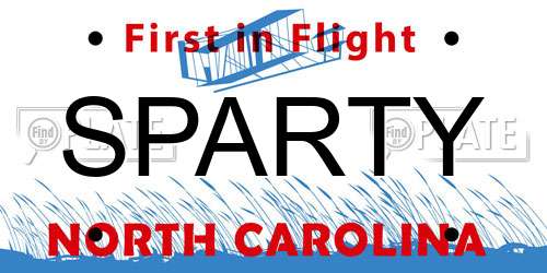 SPARTY North Carolina License Plate