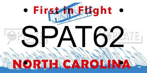 SPAT62 North Carolina License Plate