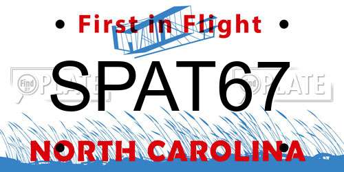 SPAT67 North Carolina License Plate
