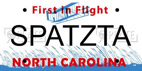 SPATZTA North Carolina License Plate