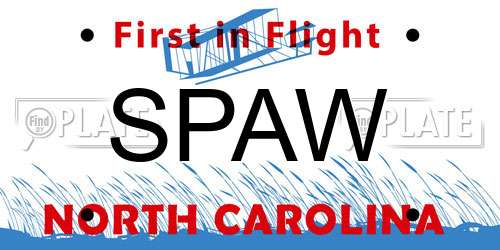 SPAW North Carolina License Plate