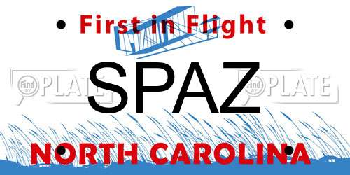 SPAZ North Carolina License Plate