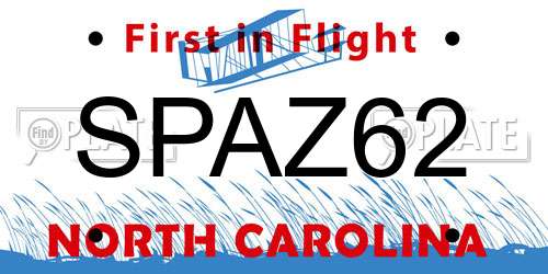 SPAZ62 North Carolina License Plate
