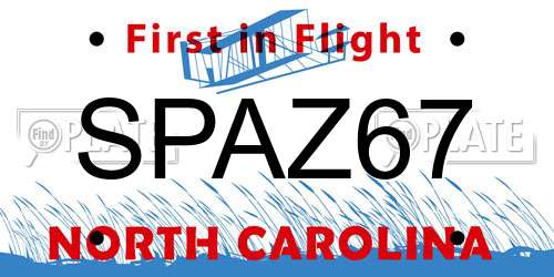 SPAZ67 North Carolina License Plate