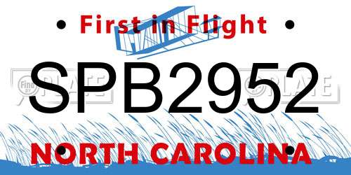 SPB2952 North Carolina License Plate