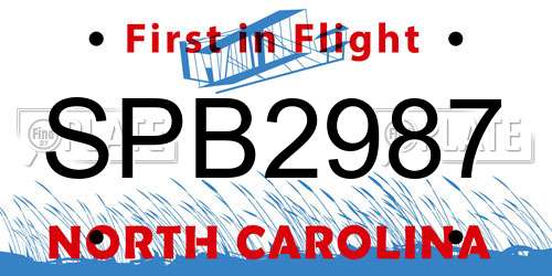 SPB2987 North Carolina License Plate