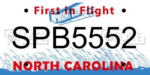 SPB5552 North Carolina License Plate