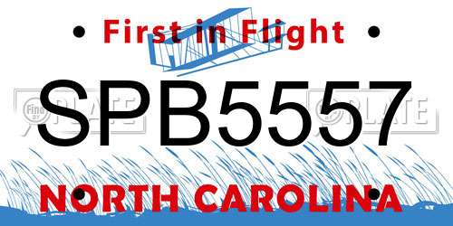 SPB5557 North Carolina License Plate