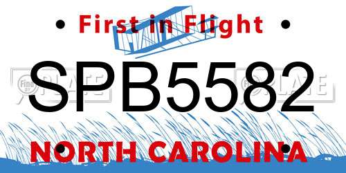 SPB5582 North Carolina License Plate