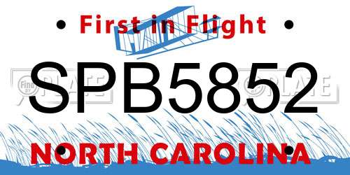 SPB5852 North Carolina License Plate