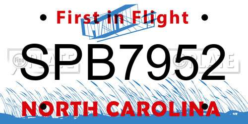 SPB7952 North Carolina License Plate