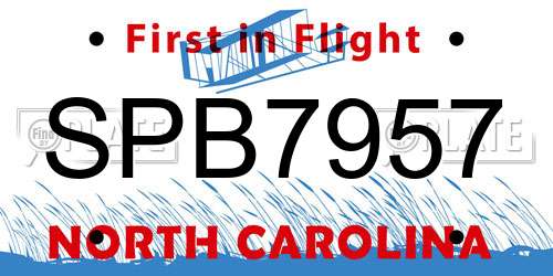 SPB7957 North Carolina License Plate