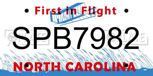 SPB7982 North Carolina License Plate