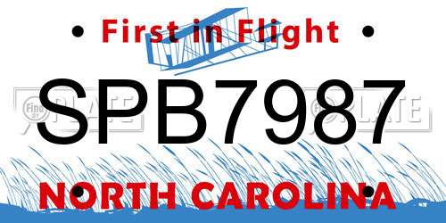 SPB7987 North Carolina License Plate