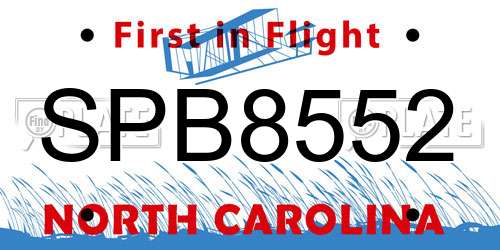 SPB8552 North Carolina License Plate