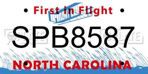 SPB8587 North Carolina License Plate
