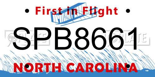 SPB8661 North Carolina License Plate