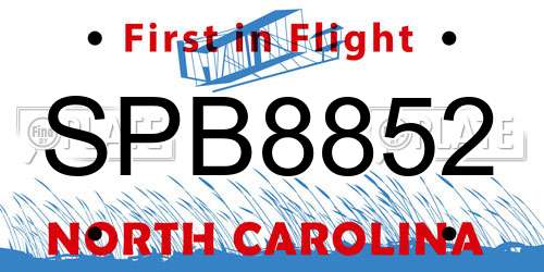 SPB8852 North Carolina License Plate