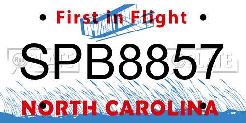 SPB8857 North Carolina License Plate