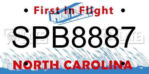 SPB8887 North Carolina License Plate