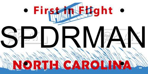 SPDRMAN North Carolina License Plate