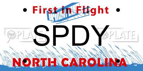 SPDY North Carolina License Plate
