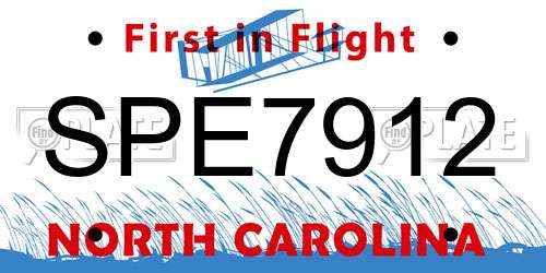 SPE7912 North Carolina License Plate
