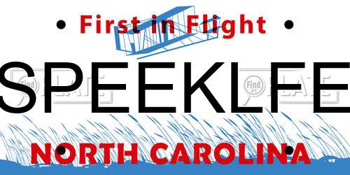 SPEEKLFE North Carolina License Plate
