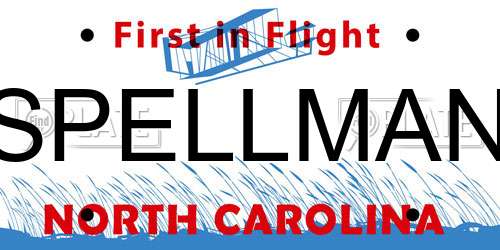 SPELLMAN North Carolina License Plate