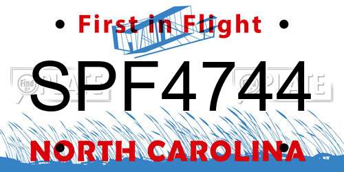 SPF4744 North Carolina License Plate