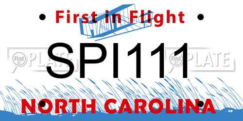 SPI111 North Carolina License Plate