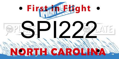 SPI222 North Carolina License Plate