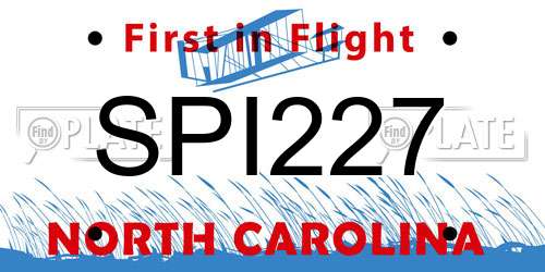 SPI227 North Carolina License Plate