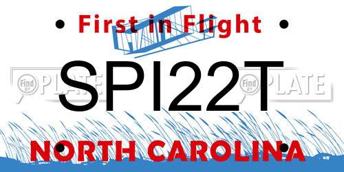 SPI22T North Carolina License Plate