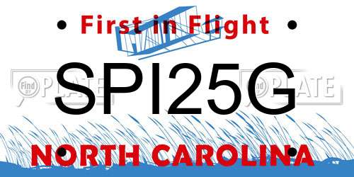 SPI25G North Carolina License Plate