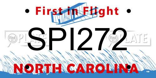 SPI272 North Carolina License Plate