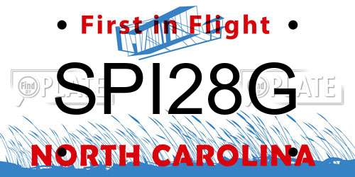 SPI28G North Carolina License Plate