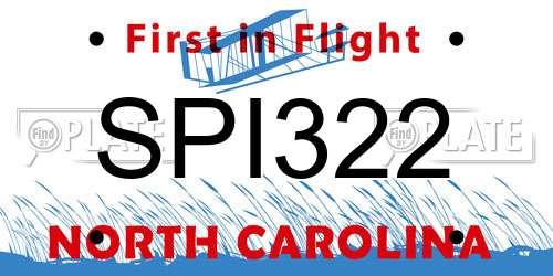 SPI322 North Carolina License Plate