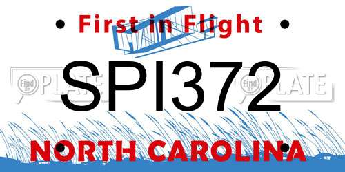 SPI372 North Carolina License Plate