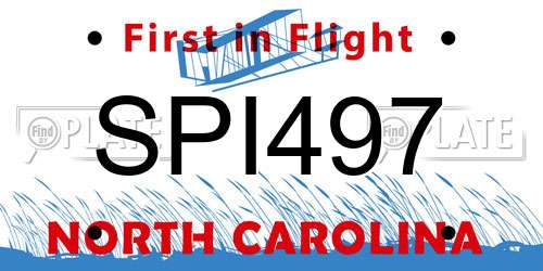 SPI497 North Carolina License Plate