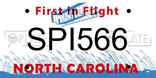 SPI566 North Carolina License Plate