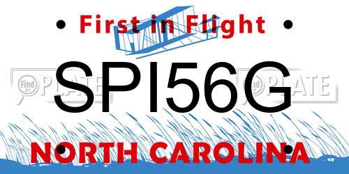 SPI56G North Carolina License Plate